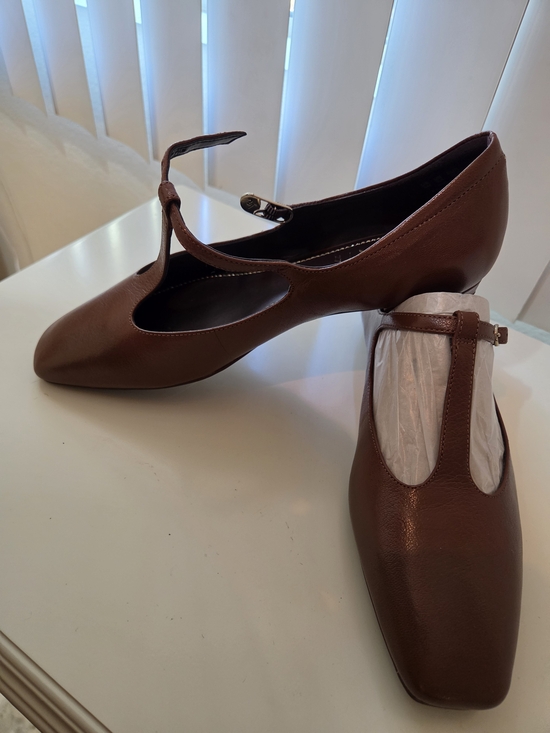Naturalizer Shoes - Naturalizer 27 Edit Women's Brown T-Strap Leather Flats